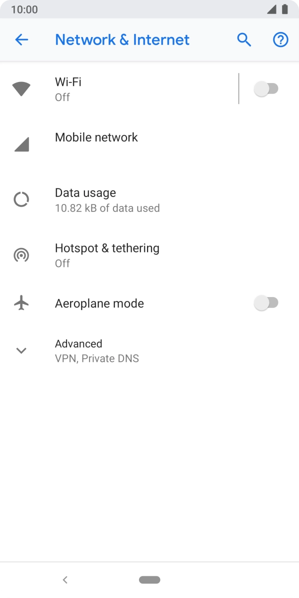 Press Data usage.