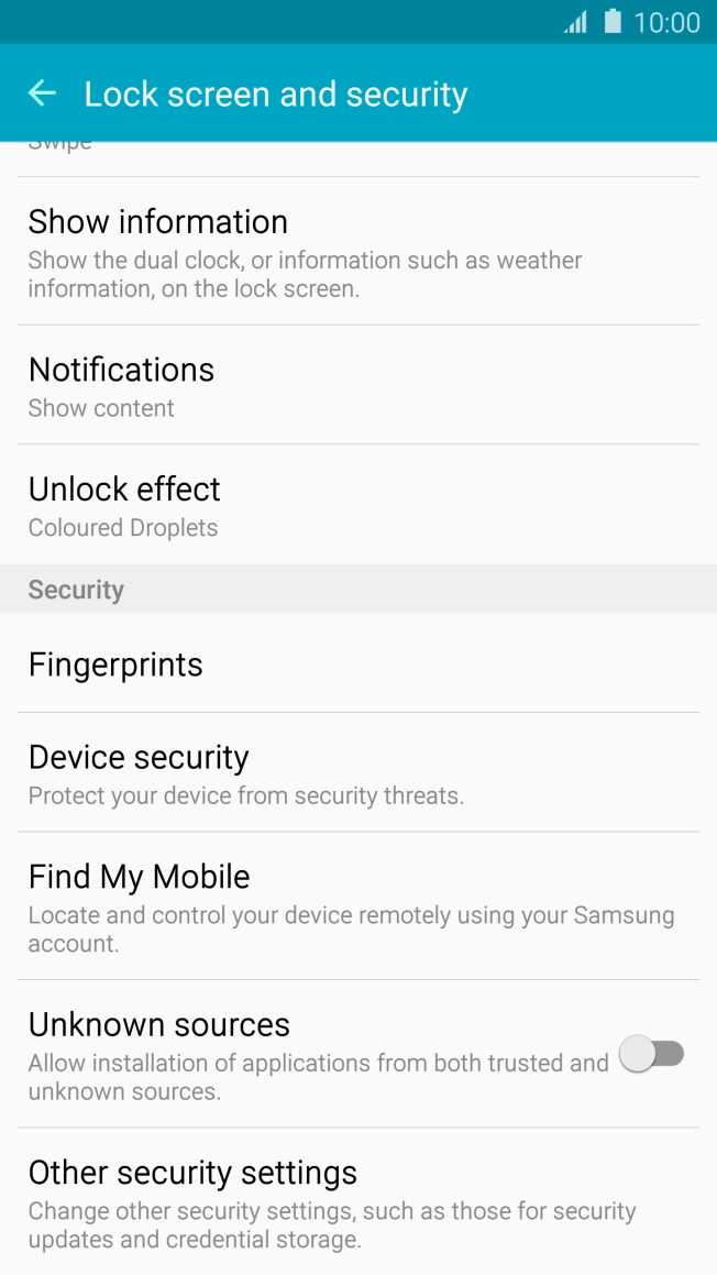 Press Other security settings. Press Other security settings.