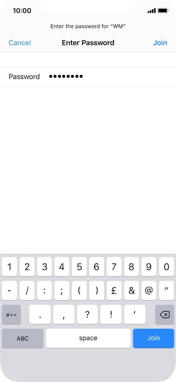 Key in the password for the Wi-Fi network and press Join. Key in the password for the Wi-Fi network and press Join.