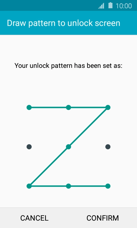 Repeat the selected phone lock code and press CONFIRM. Repeat the selected phone lock code and press CONFIRM.