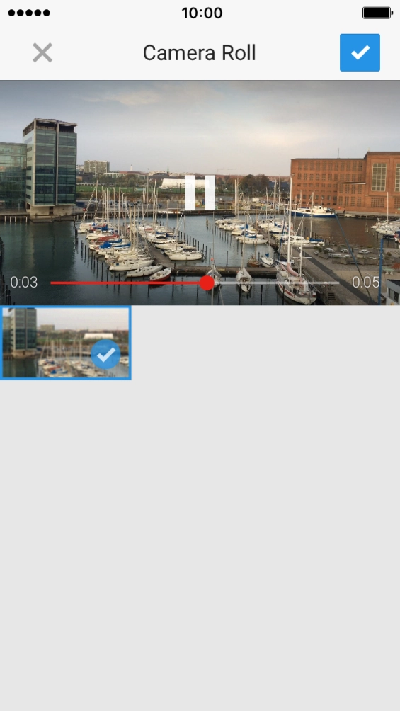 Follow the instructions on the screen to edit the video clip and press the confirm icon. Follow the instructions on the screen to edit the video clip and press the confirm icon.