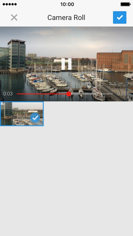 Follow the instructions on the screen to edit the video clip and press the confirm icon. Follow the instructions on the screen to edit the video clip and press the confirm icon.