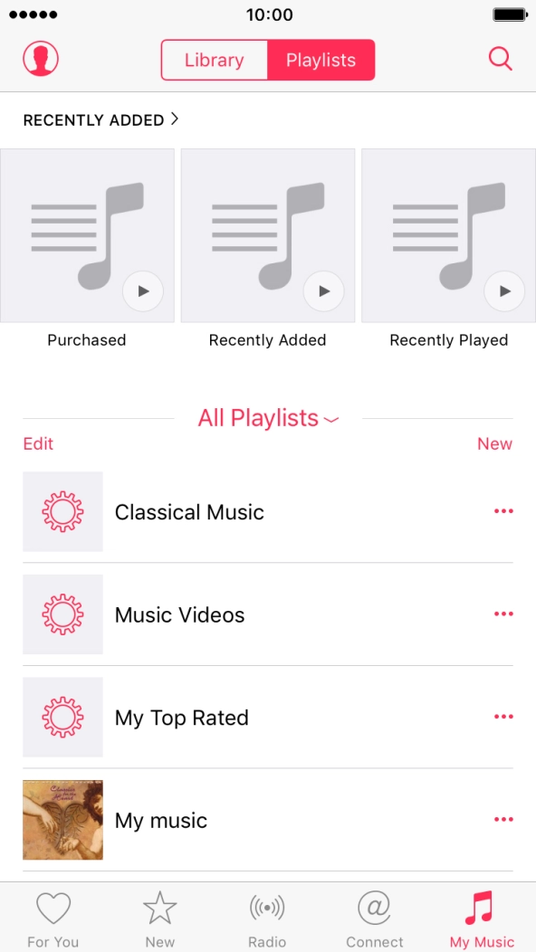 Press New and key in the name of the playlist. Press New and key in the name of the playlist.
