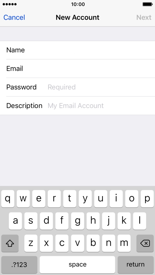 Press Password and key in the password for your email account. Press Password and key in the password for your email account.