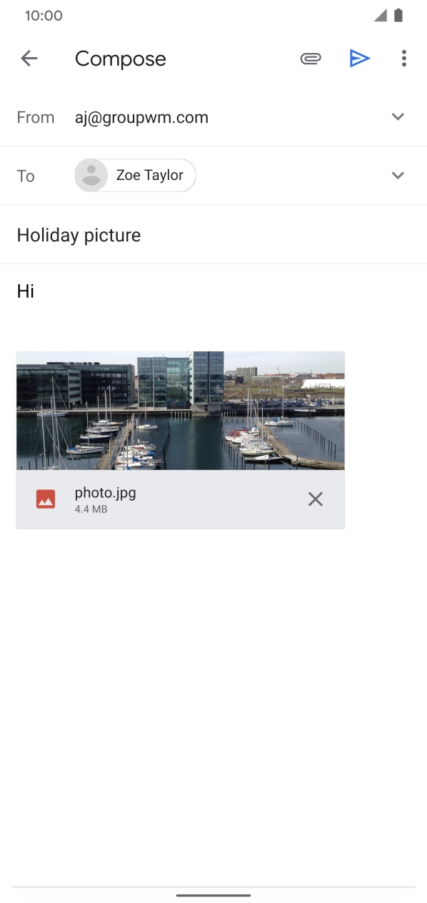 Press the send icon when you've finished your email.