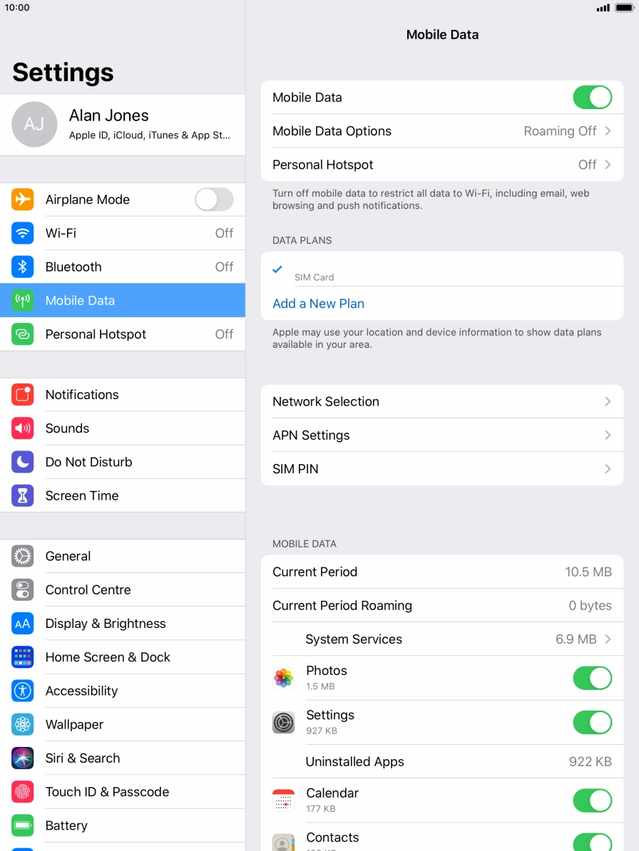 Press Mobile Data Options. Press Mobile Data Options.