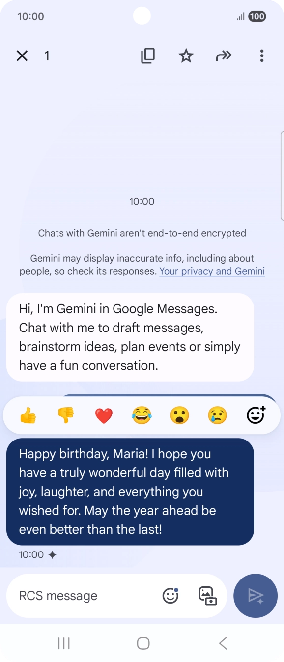 Press and hold the text suggestion from Gemini. Follow the instructions on the screen to use the text suggestion.