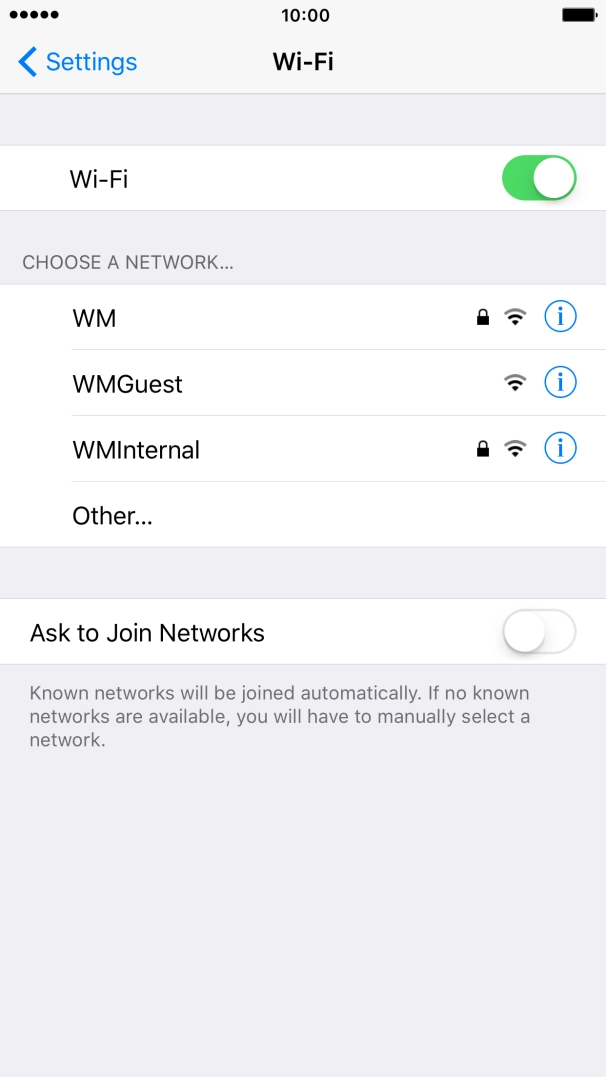 Press the required Wi-Fi network.