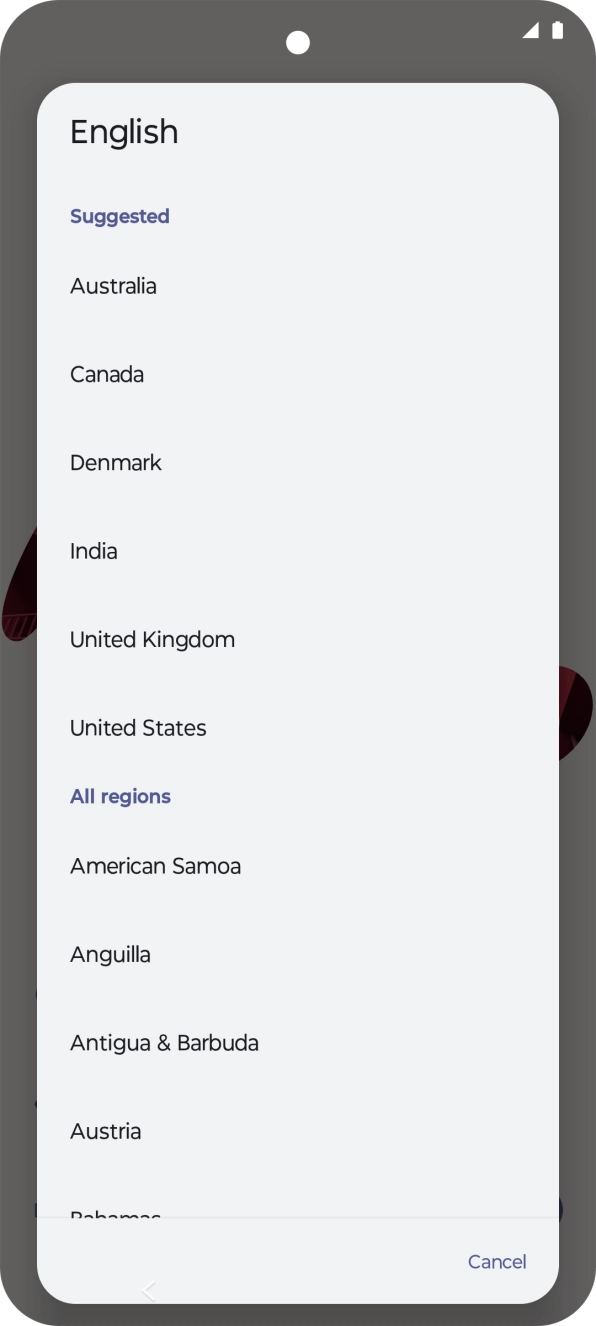 Press the required country. Press the required country.