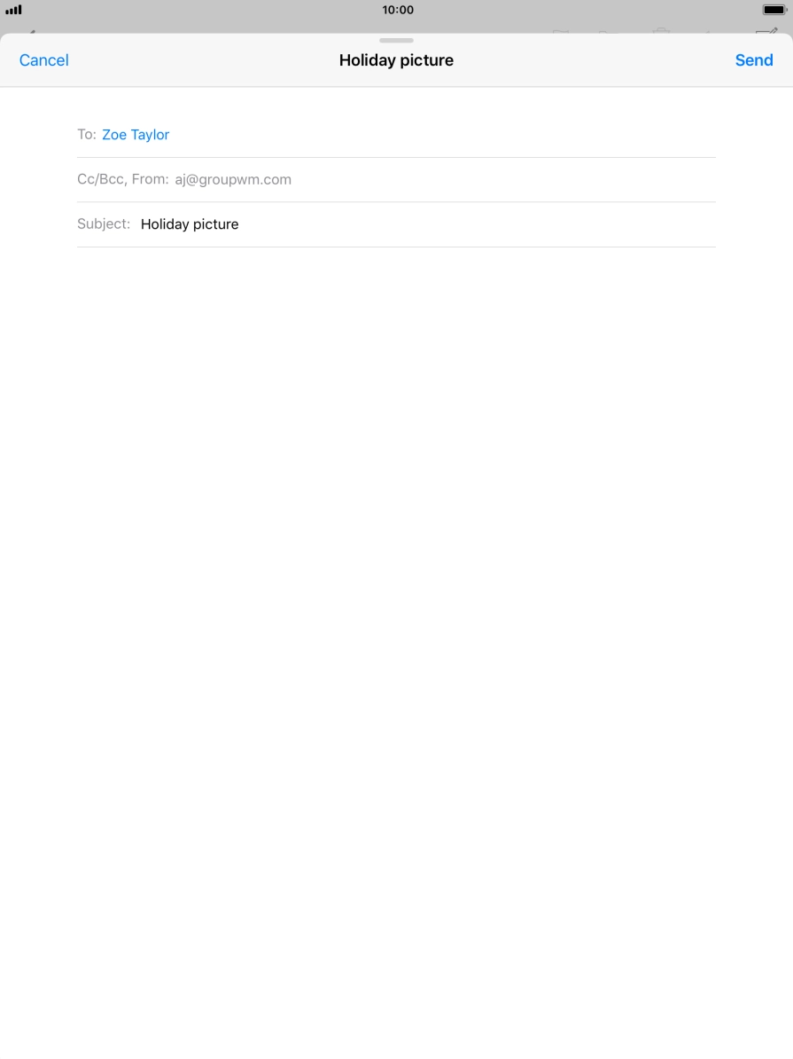 Press the text input field and write the text for your email. Press the text input field and write the text for your email.