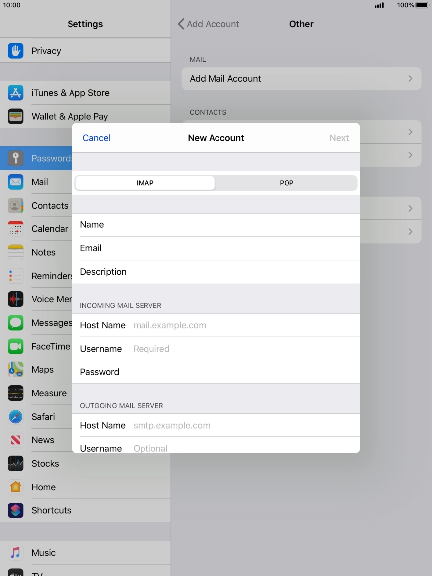 Press IMAP. Press IMAP.