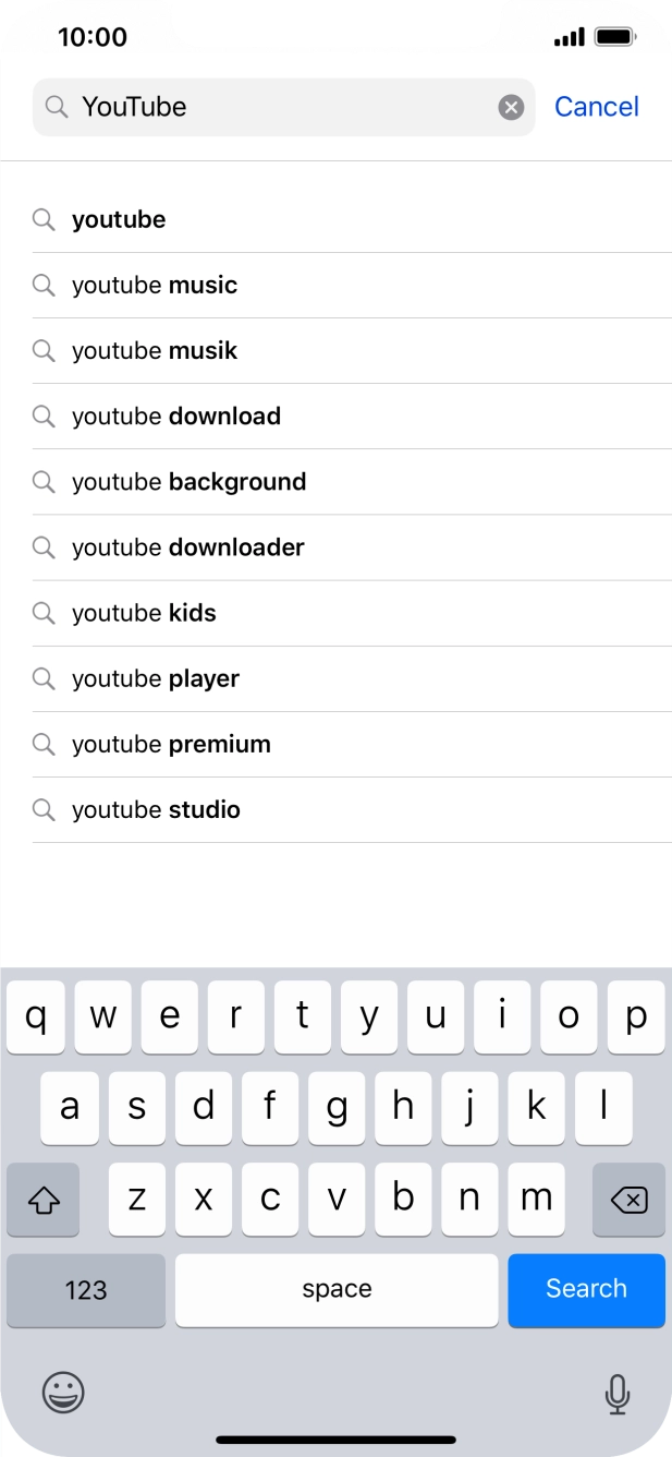 Key in YouTube and press Search. Key in YouTube and press Search.