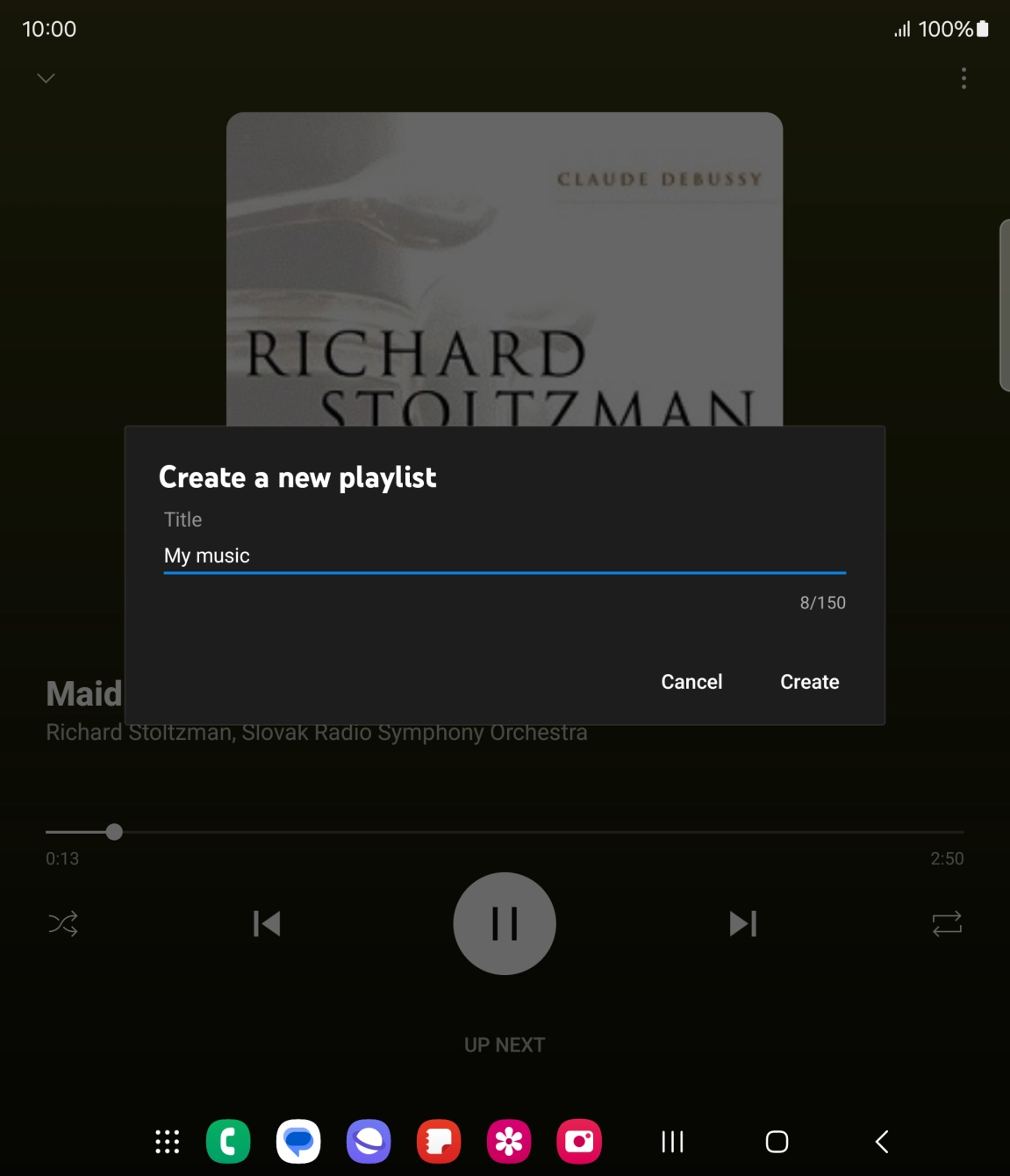 Key in a name for the playlist and press Create.