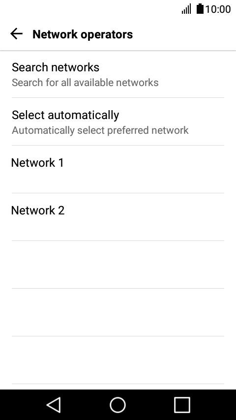 Press the required network. Press the required network.