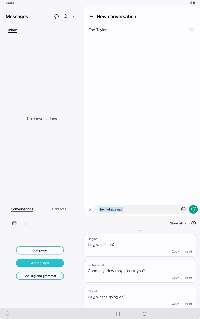 Press the drop down list. Press the drop down list.