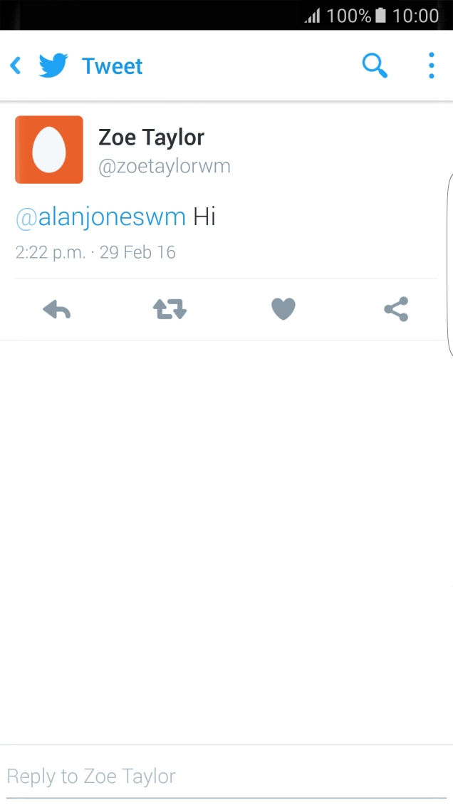 Press the reply icon. Press the reply icon.
