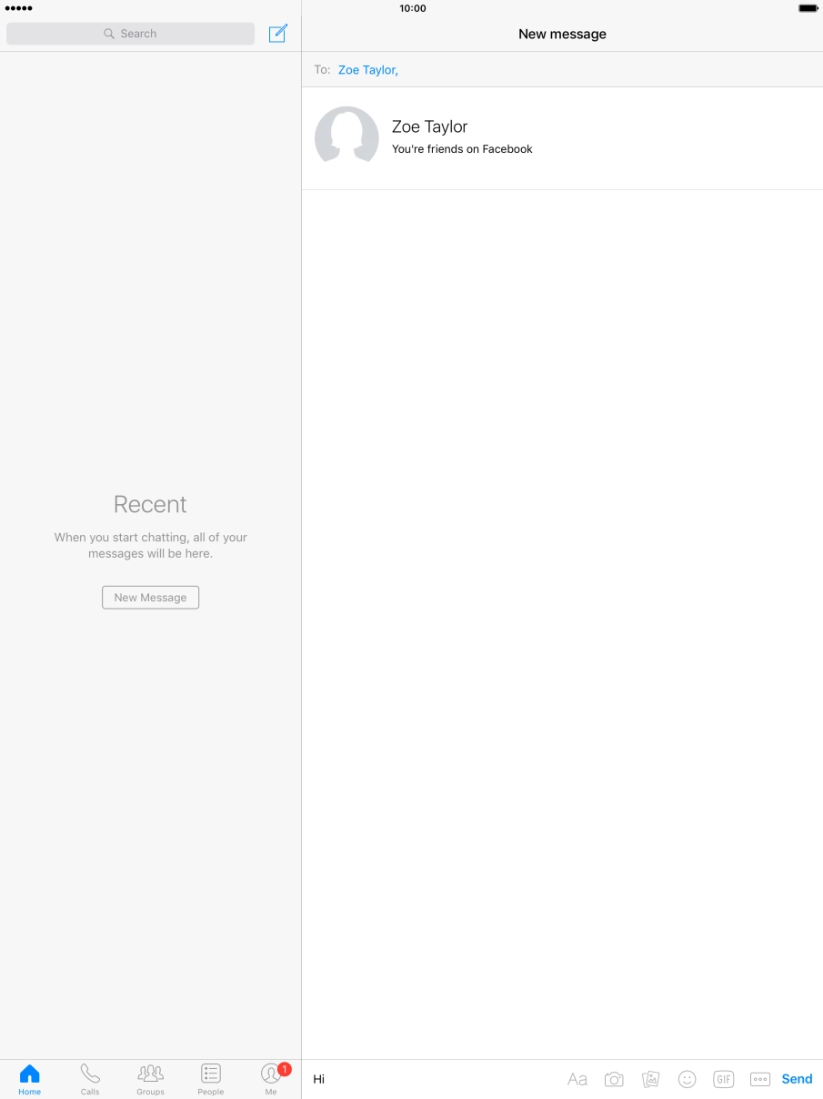 Write the required message and press Send. Write the required message and press Send.