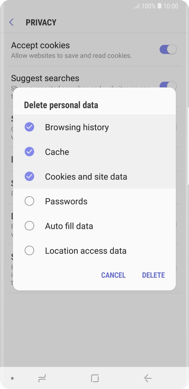 Press the required data types. Press the required data types.