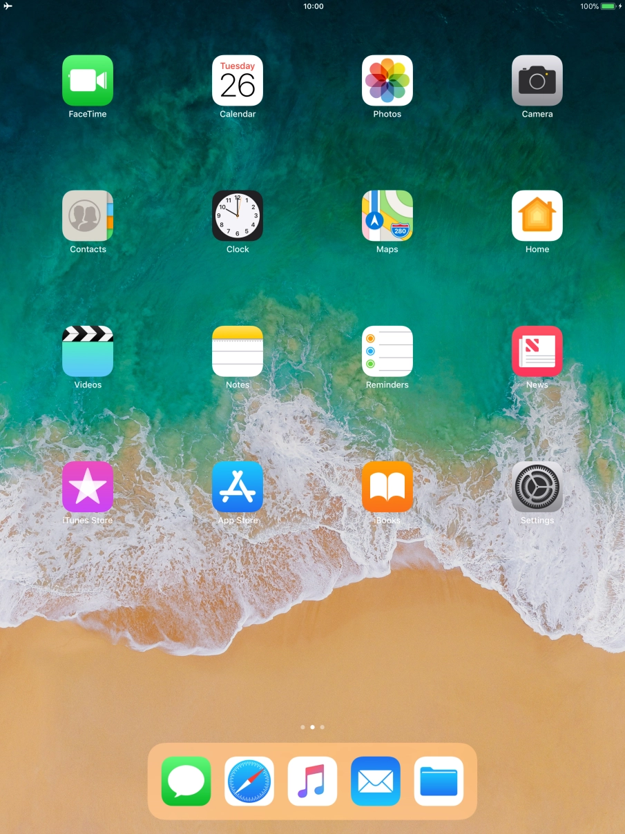 The flight mode icon shows that flight mode is turned on.
