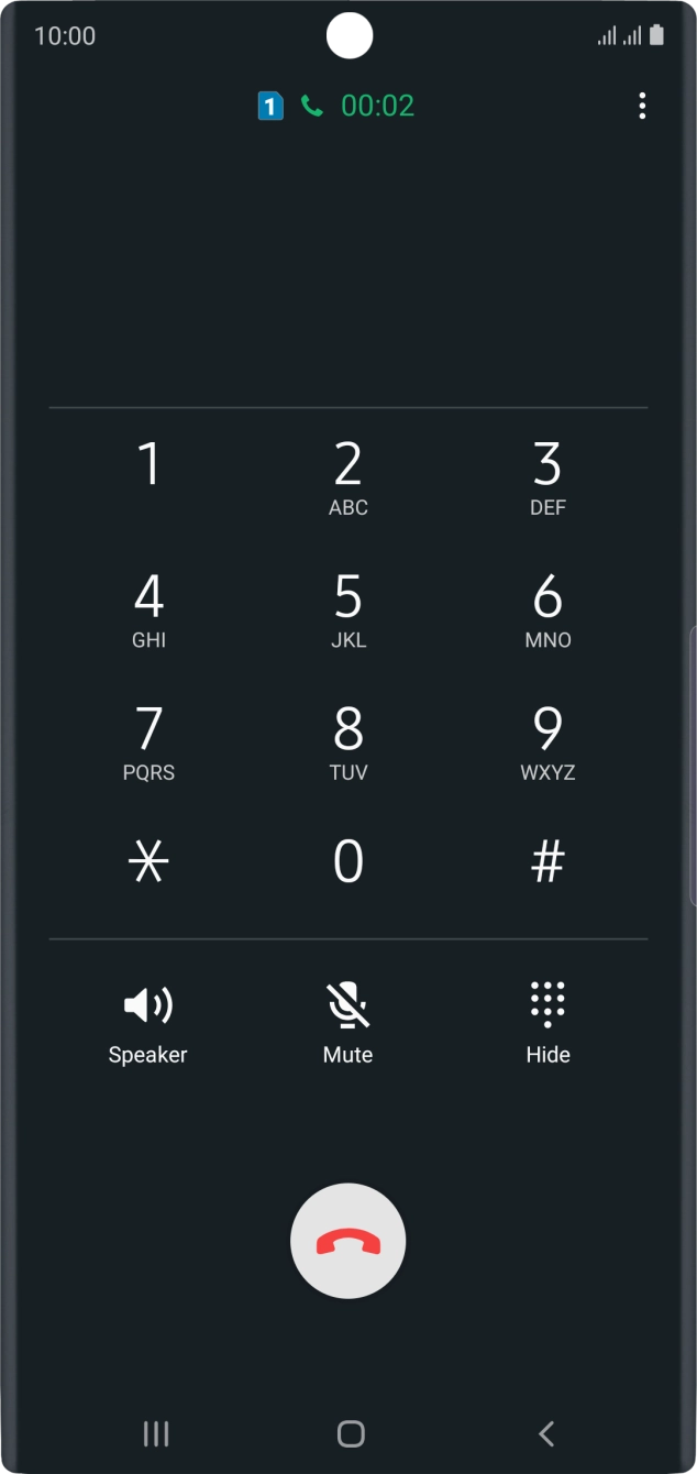 Press the end call icon. Press the end call icon.