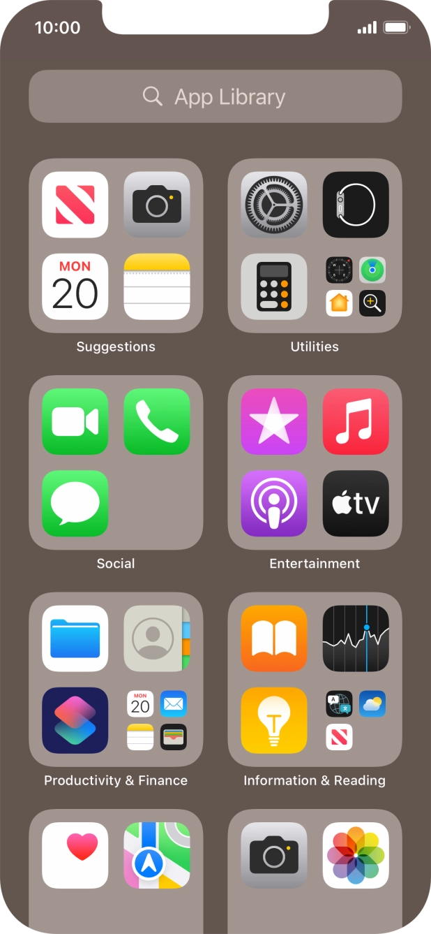 Press the required app. Press the required app.