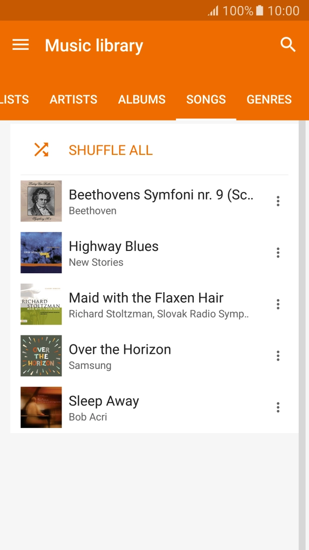 Press the required audio file.