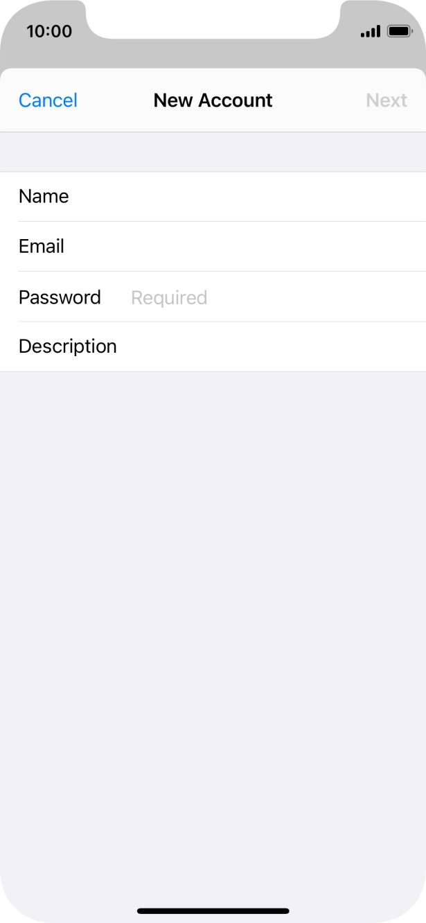 Press Password and key in the password for your email account. Press Password and key in the password for your email account.