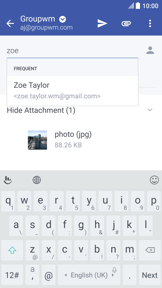 Key in the first letters of the recipient's name and press the required contact.
