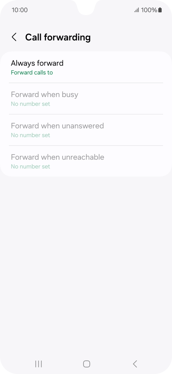 Press the required divert type.