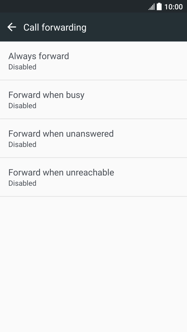 Press the required divert type. Press the required divert type.