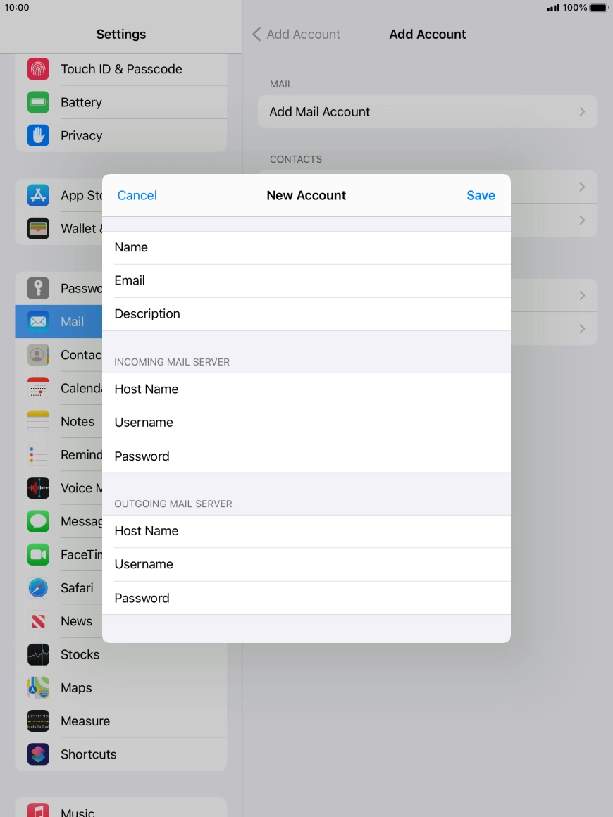 Press Save. Your email account has now been set up. To select more settings for incoming and outgoing server, proceed with the following steps. Press Save. Your email account has now been set up. To select more settings for incoming and outgoing server, proceed with the following steps.