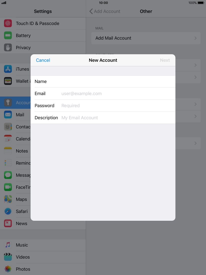 Press Email and key in your Telstra email address. Press Email and key in your Telstra email address.