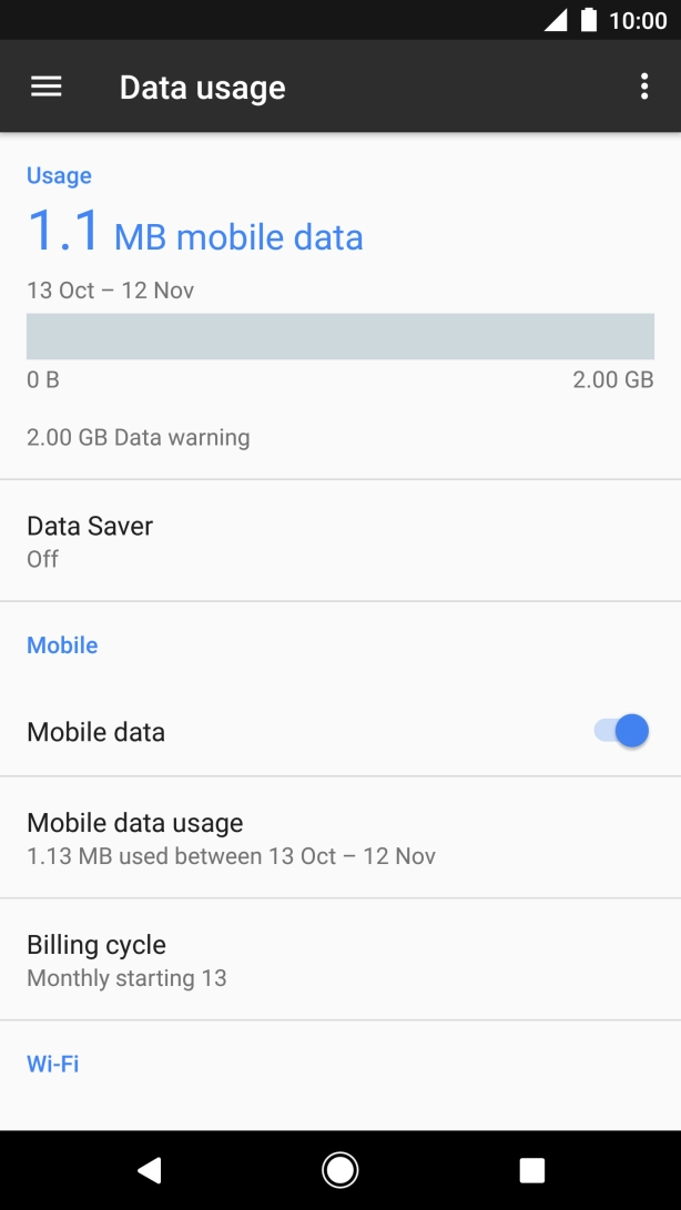 Press Mobile data usage.