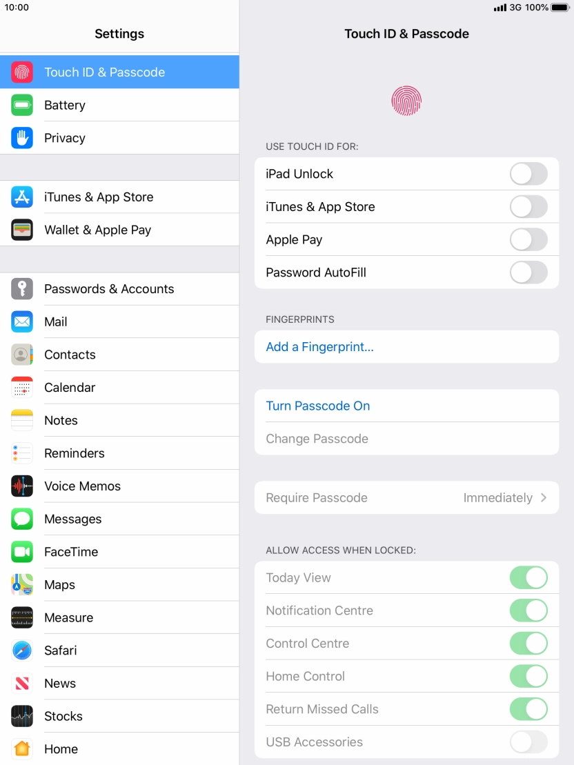 Press Turn Passcode On and key in a lock code of your own choice twice. Press Turn Passcode On and key in a lock code of your own choice twice.