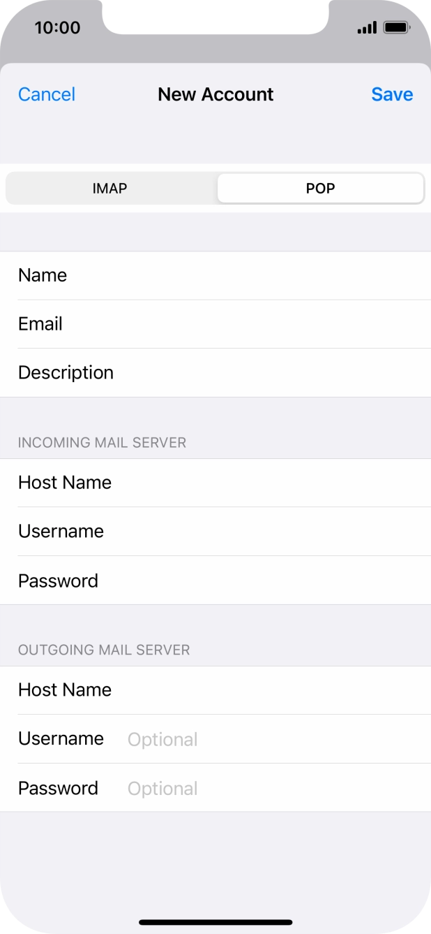 Press Username and key in the username for your email account. Press Username and key in the username for your email account.