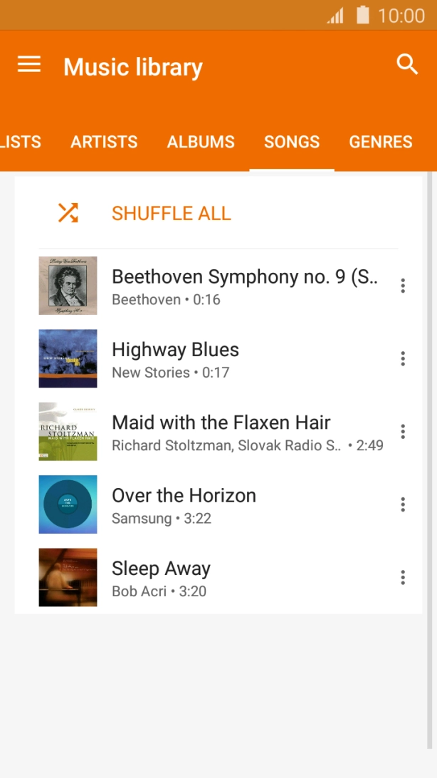Press the required audio file.