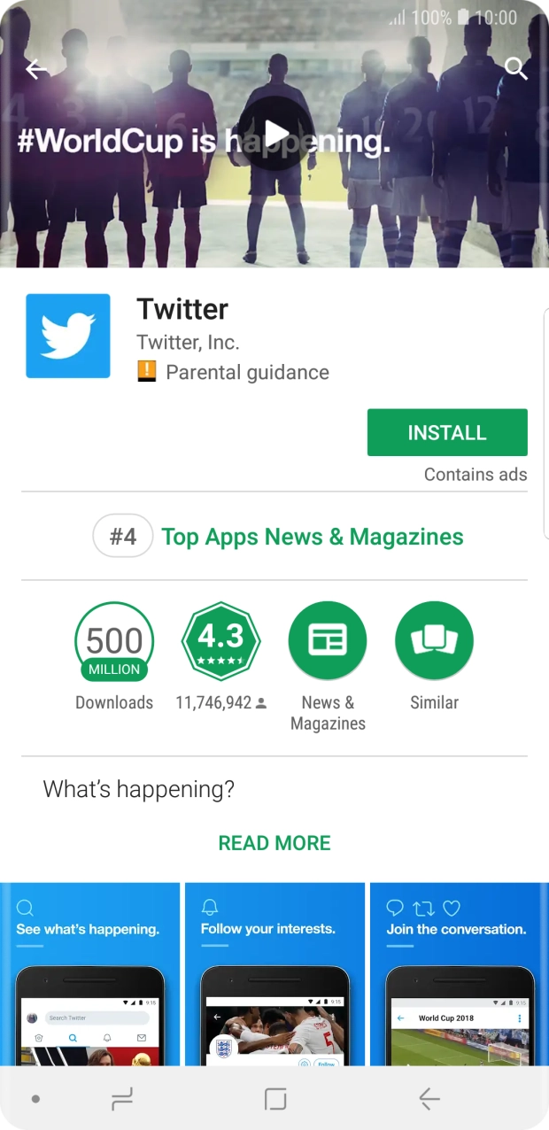 Press INSTALL and follow the instructions on the screen to install the app. Press INSTALL and follow the instructions on the screen to install the app.