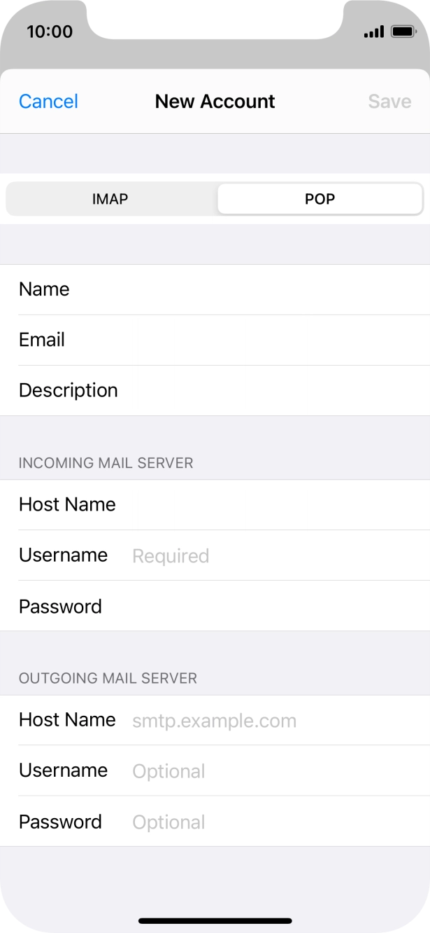 Press Username and key in the username for your email account. Press Username and key in the username for your email account.