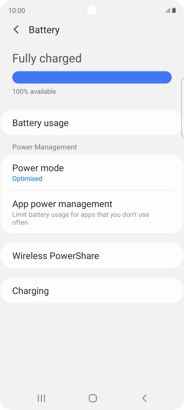 Press Power mode. Press Power mode.