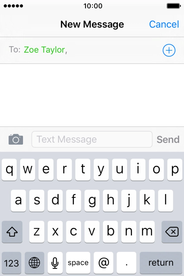 Press the text input field and write the text for your text message.