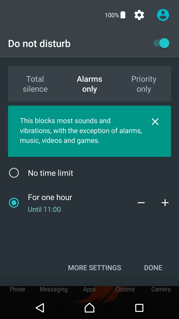 Press DONE to turn on silent mode.