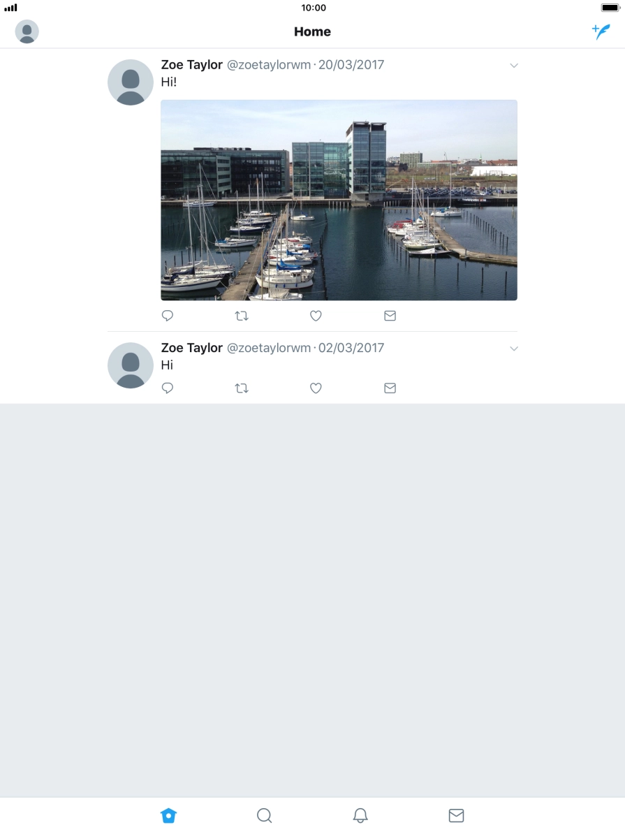 Press the new tweet icon. Press the new tweet icon.