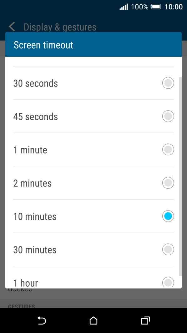 Press the required setting.