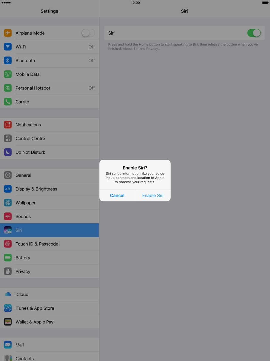 Press Enable Siri.