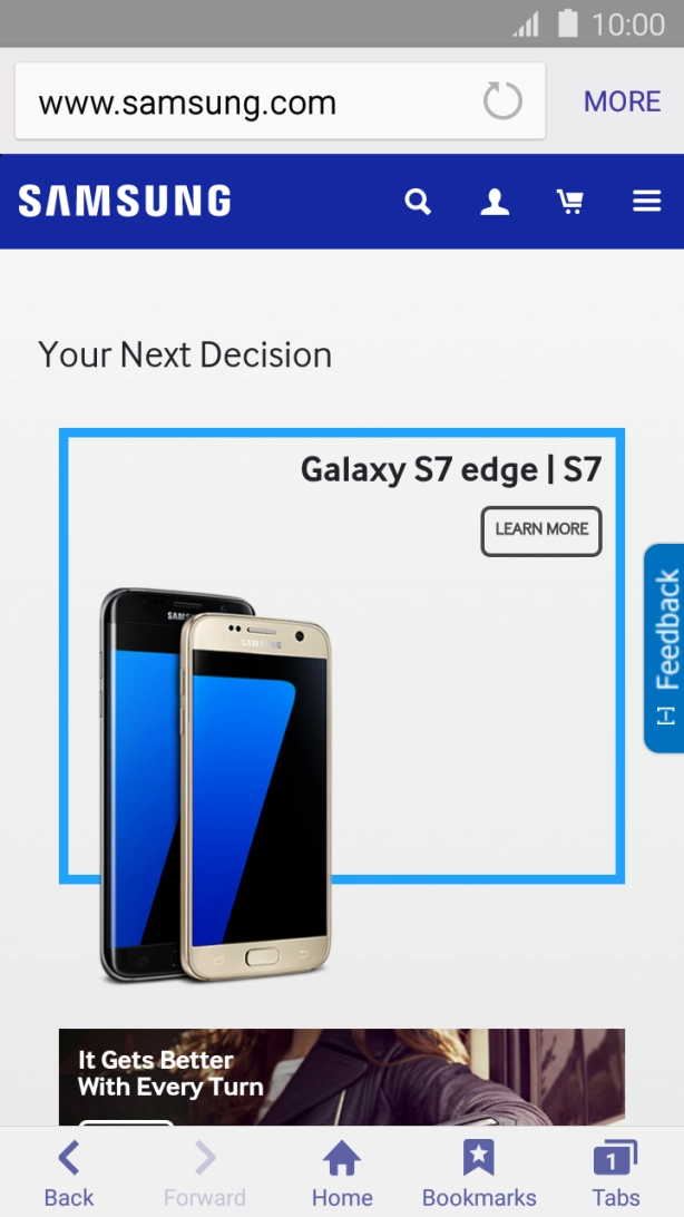 Press the address bar. Press the address bar.