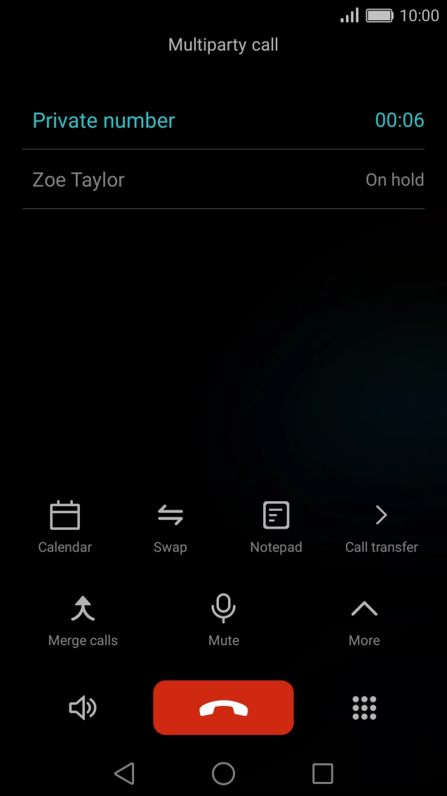Activate the call you want to end and press the end call icon. Activate the call you want to end and press the end call icon.