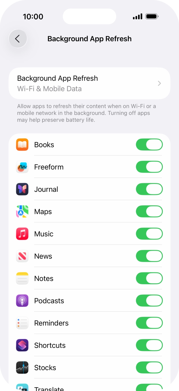 Press Background App Refresh. Press Background App Refresh.