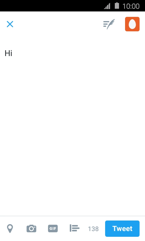 Write the required text and press Tweet.