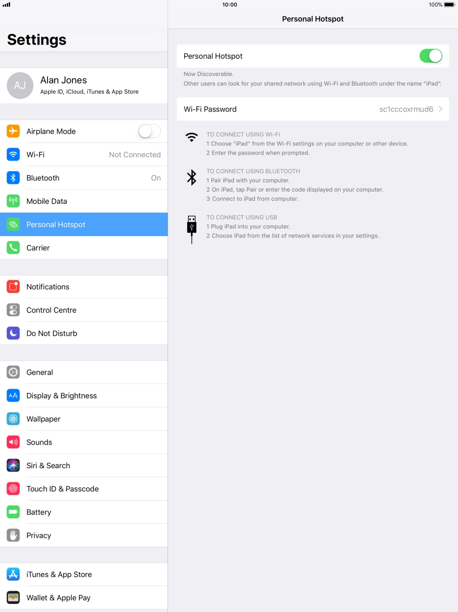Press Wi-Fi Password and key in the required password. Press Wi-Fi Password and key in the required password.