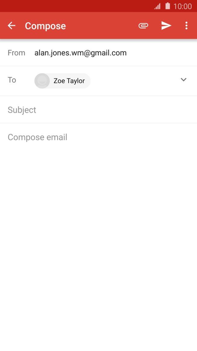 Press Subject and key in a subject for the email.